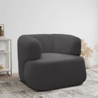 Sessel 800 012, Armsessel, Teddy-Stoff, 90 x 86 x 71 cm (BxTxH), Dunkelgrau(m-2)