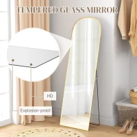 HOMCOM 162cm Aluminium Frame Standing Mirror - Gold(m-5)