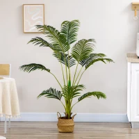 HOMCOM Palmeira Areca Artificial 170cm Planta Artificial com 11 Folhas Realistas e Vaso de Plástico Ø15x170 cm Verde(m-6)