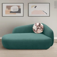 Recamiere 700013, Liege, oval, Füße mit Filzgleitern, Sofa, 183 x 105 x 75 (BxTxH), petrol(m-2)