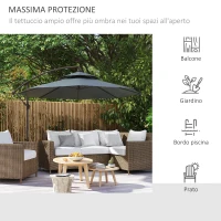 Outsunny Ombrellone a Braccio 2.7x2.7 m con Tettuccio Regolabile a 2 Livelli e Base a Croce, Grigio(m-7)
