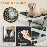 PawHut Portable Elevated Dog Bed with Removable Canopy, Cooling Raised Pet Cot for Medium Large Dogs, 92 x 75 x 89 cm(m-6)