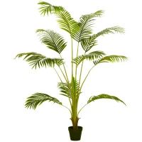 HOMCOM Palmier artificiel arbre artificiel hauteur 170 cm avec 11 grandes feuilles grand réalisme en plastique pot inclus vert(m-12)