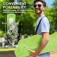 Outsunny Set of 2 Folding Beach Chair, Low Camping Chair with Mesh Back, Carry Bag and Cup Holder for Garden Outdoor Picnic Festival Travel, Green(m-4)