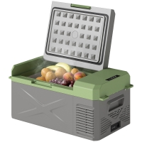 Outsunny Glacière électrique portable 16,3L, réfrigérateur de voiture portable congélateur et réfrigérateur 12/24V gris