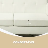 HOMCOM Sofá de 2 Lugares Estofado em Linho Sintético com Apoio para os Braços e Pés de Madeira Sofá Pequeno 138,5x70x75 cm Creme(m-4)