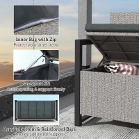 Outsunny 151.5L Storage Garden Bench, with Cushion - Grey(m-5)