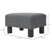 HOMCOM Fußhocker, Sitzhocker mit leinenartigem Stoffbezug, Schaumstoff-Füllung, Kunststoffbeine, für verschiedene Räume, Grau(m-3)