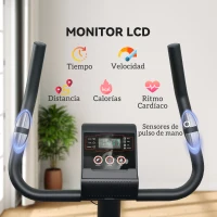 SPORTNOW Bicicleta Estática con Resistencia Magnética Ajustable Sensor Pantalla LCD y Asiento Regulable 88x50,5x131,5 cm Negro(m-6)