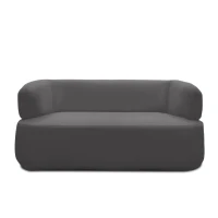 Sofa 800012, 2-Sitzer, 2er Couch, Teddy-Stoff, Polstersofa, 160 x 86 x 71 cm (BxTxH), Grau(m-4)
