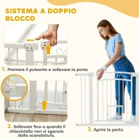 PawHut Cancellino per Cani Regolabile con Estensioni, Porta per Gatti e Apertura a Una Mano, 76-104x77cm, Bianco(m-9)