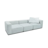 Sofa 800013, 3-Sitzer Garnitur, rechteckig, 3er Couch, 301 x 108 x 69 cm (BxTxH), Hellgrau(m-1)