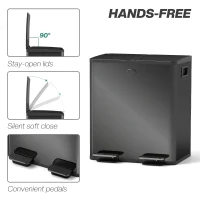 HOMCOM 40L Dual Compartment Stainless Steel Bin, with Deodoriser Holders - Glossy Black(m-6)