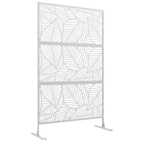 Outsunny Panneau brise vue décoratif paravent extérieur blanc à motif végétal en métal - 122 x 45 x 198 cm, blanc(m-12)