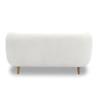 Sofa 800014, 2-Sitzer, runde Ecken, Holzfüße Eiche, 2er Couch, 86 x 73 x 160 cm (BxTxH), weiß(m-6)