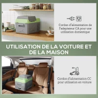 Outsunny Glacière électrique portable 12L, réfrigérateur de voiture portable congélateur et réfrigérateur 12/24V gris(m-5)