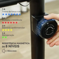 SPORTNOW Bicicleta Estática com 8 Níveis de Resistência Magnética Sensor de Frequência Assento Ajustável Ecrã LCD 88x50,5x131,5 cm Preto(m-4)