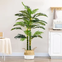 HOMCOM Palmera Areca Artificial 190cm Árbol Artificial con 30 Hojas Decoración de Interior y Exterior Ø19,5x190 cm Verde(m-6)