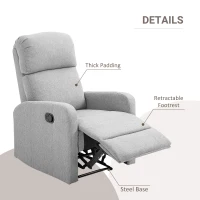 Homcom Fotoliu Relaxare – Rabatabil 168°, Cu Suport pentru Picioare(m-6)