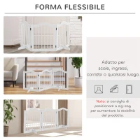 PawHut Cancellino per Cani Pieghevole a 3 Sezioni in Legno, 154.5x29.5x61cm, Bianco(m-8)