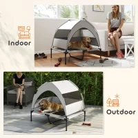 PawHut Portable Elevated Dog Bed with Removable Canopy, Cooling Raised Pet Cot for Medium Large Dogs, 92 x 75 x 89 cm(m-7)