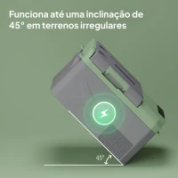 Outsunny Geleira Portátil Elétrica 17,5L -20℃ a +20 ℃ 12V/24V Mini Geleira com Rodas Compressor e Ecrã LED Tátil 61x34x32,4 cm Cinza e Verde(m-8)
