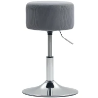 HOMCOM Taburete de Cocina Regulable en Altura 52-66 cm Tapizado en Pana Giratorio en 360° Gris(m-11)