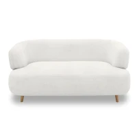 Sofa 800014, 2-Sitzer, runde Ecken, Holzfüße Eiche, 2er Couch, 86 x 73 x 160 cm (BxTxH), weiß(m-4)