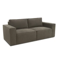 Sofa 100017, 2-Sitzer mit Rückenkissen und Armlehnen, 2er Couch, 210 x 93 x 84 cm (BxTxH), schlamm(m-1)
