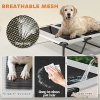PawHut Portable Elevated Dog Bed with Removable Canopy, Cooling Raised Pet Cot for Large Dogs, 106 x 76 x 94 cm(m-6)