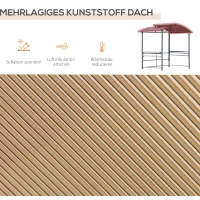 Outsunny Grillpavillon mit Flammschutzdach, BBQ-Pavillon mit 2 Ablagen Stahl PC Dunkelgrau, 240 x 150 x 230 cm(m-4)