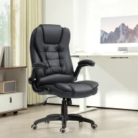 HOMCOM Ergonomische Bureaustoel met Opklapbare Armleuningen en Kantelfunctie, Zwart(m-10)