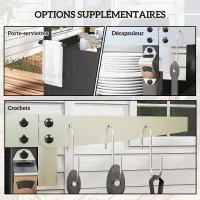 Outsunny Chariot de barbecue avec plateau en acier inoxydable, tablette pliable et crochets, 116 x 50 x 93 cm, noir(m-9)