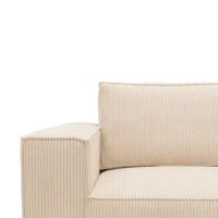 Ecksofa 101 017, Sofa, L-Form, Cord-Sofa, Couch, Polsterecke, Eckcouch, 277 x 197 x 84 cm (BxTxH), Creme(m-11)