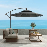 Outsunny Ombrellone a Braccio 2.7x2.7 m con Tettuccio Regolabile a 2 Livelli e Base a Croce, Grigio(m-9)