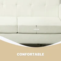 HOMCOM Sofá de 2 Plazas Tapizado en Lino con Reposabrazos y Patas de Madera Carga 250 kg para Dormitorio Oficina Crema(m-4)