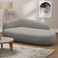 Recamiere 700013, Liege, oval, Füße mit Filzgleitern, Sofa, 183 x 105 x 75 (BxTxH), Grau(m-3)