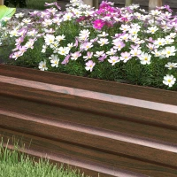 Outsunny 60 x 240cm Galvanised Steel Planter, with Open Bottom, Brown(m-9)