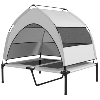 PawHut Portable Elevated Dog Bed with Removable Canopy, Cooling Raised Pet Cot for Medium Large Dogs, 92 x 75 x 89 cm(m-11)