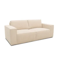 Sofa 100017, 2-Sitzer, Cord, Rückenkissen, Armlehnen, 2er Couch, 210 x 93 x 84 cm (BxTxH), creme(m-1)