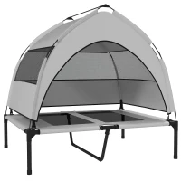 PawHut Portable Elevated Dog Bed with Removable Canopy, Cooling Raised Pet Cot for Medium Large Dogs, 92 x 75 x 89 cm(m-1)