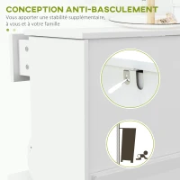 HOMCOM Meuble chaussure entrée étroit avec tiroirs à portes abattants et étagère réglable, 60 x 23,5 x 98,5 cm, blanc(m-7)