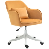 HOMCOM Chaise de bureau velours fauteuil bureau massant coussin lombaire intégré hauteur réglable pivotante 360° jaune(m-11)