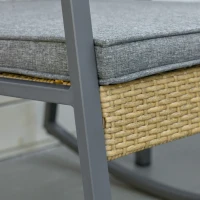 Outsunny Ensemble de jardin 3 pièces style cosy 2 fauteuils à bascule avec coussins assise dossier + table basse résine tressée imitation rotin naturel gris(m-9)
