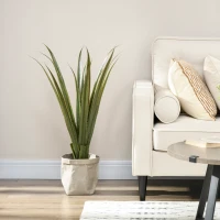 HOMCOM Plante artificielle type agave en pot hauteur 90 cm, 16 feuilles, interieur extérieur, grand réalisme(m-6)