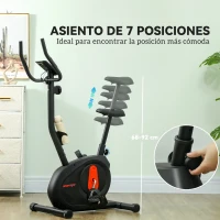 SPORTNOW Bicicleta Estática con Resistencia Magnética Ajustable Sensor Pantalla LCD y Asiento Regulable 88x50,5x131,5 cm Negro(m-5)