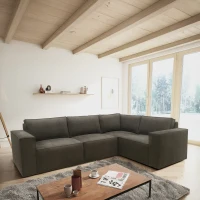 Ecksofa 101 017, Sofa, L-Form, Sofa, Couch, Polsterecke, Eckcouch, 277 x 197 x 84 cm (BxTxH), Schlamm(m-2)