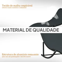 Outsunny 2 espreguiçadeiras dobráveis ergonômicas em forma de S com estrutura de alumínio Textilene para piscina terraço jardim 165x61x63 cm Preto(m-6)