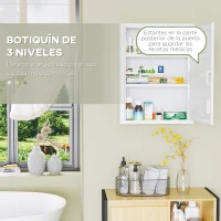 kleankin Botiquín para Medicinas de 3 Niveles Armario de Botiquín con Cerradura y 2 Llaves para Cocina Baño 40x15x53,5 cm Blanco(m-5)