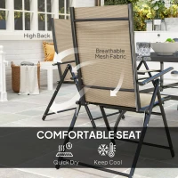 Outsunny Seven-Piece Steel Outdoor Dining Set, with Parasol Hole - Khaki(m-7)